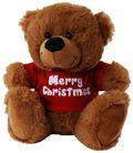 BEAR BROWN MERRY CHRISTMAS RED SHIRT18CM