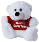 BEAR WHITE MERRY CHRISTMAS RED SHIRT18CM