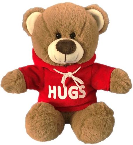 BEAR HOODIE RED - HUGS 25CM