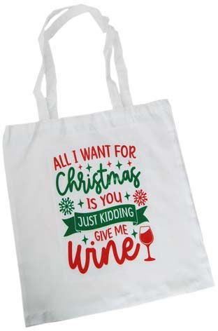 TOTE BAG - XMAS GIVE ME WINE 40CMX37CM