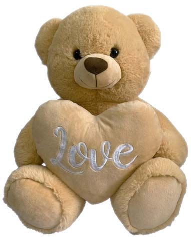 BEAR BELLE W/HEART - BEIGE 100CM