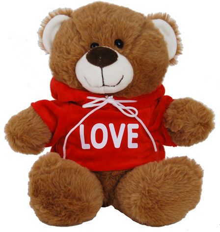 BEAR HOODIE RED - LOVE 25CM