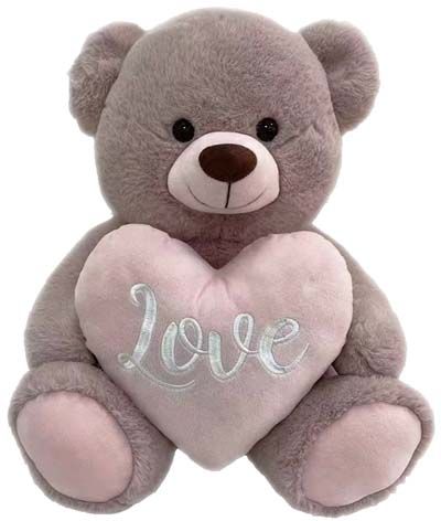 BEAR BELLE W/HEART - PINK 30CM