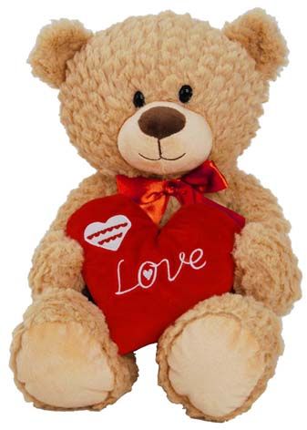 BEAR FOZZIE W/HEART - BROWN 30CM