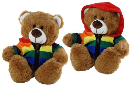 BEAR HOODIE PLAIN RAINBOW 23CM