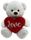 BEAR BELLE W/HEART - WHITE 100CM