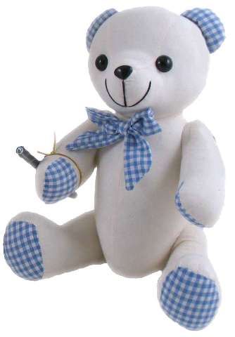 BEAR AUTO LARGE 38CM: BLUE GINGHAM