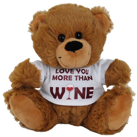 BEAR BRN  LOVE MORE THAN WINE SHIRT 23CM