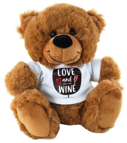 BEAR BROWN LOVE AND WINE SHIRT 18CM