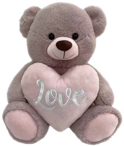 BEAR BELLE W/HEART - PINK 100CM
