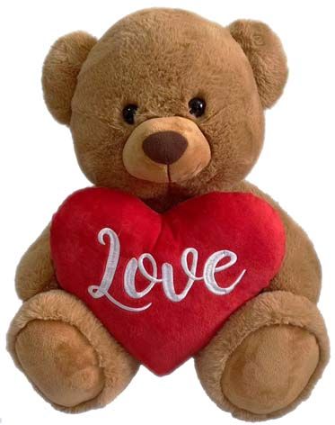 BEAR BELLE W/HEART - BROWN 75CM (DEC)