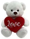 BEAR BELLE W/HEART - WHITE 75CM