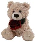 BEAR TILLY W/RED ROSE BEIGE 24CM