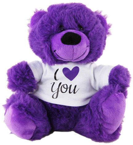 BEAR PURPLE -  I LOVE YOU SHIRT 18CM