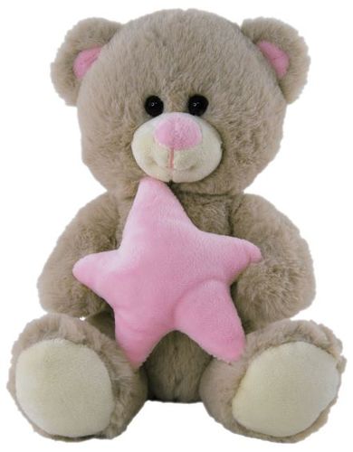 BEAR WITH PINK STAR 21CM