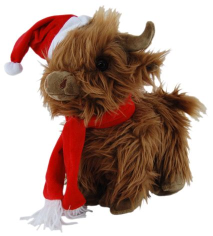 HIGHLAND COW XMAS HAT & SCARF 25CM