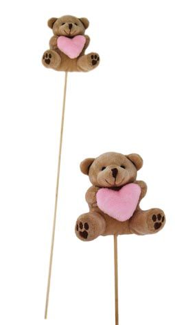 BEAR WITH PINK HEART ON A STICK