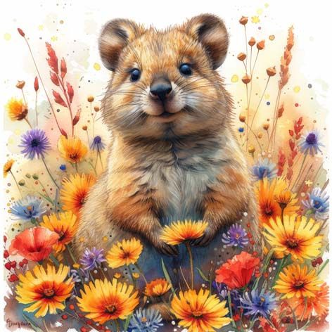 COASTER  QUOKKA IN FLOWERS WC