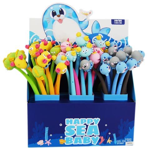 SILCONE PEN SEA ANIMALS - 48PC DISPLAY