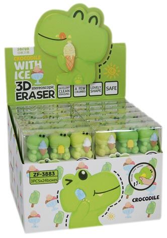ERASER CROCODILE (3PACK) - 24PC DISPLAY