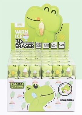 ERASER CROCODILE (3PACK) - 24PC DISPLAY