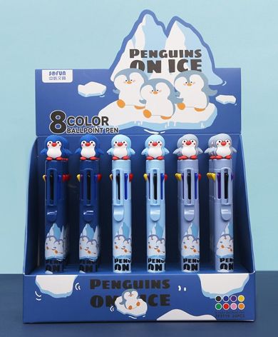 PEN 8 COLOUR PENGUIN - 24PC DISPLAY