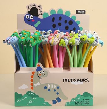 SILICONE PEN DINOSAUR - 48PC DISPLAY