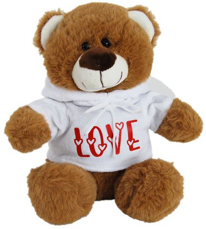 BEAR HOODIE WHITE - LOVE 25CM