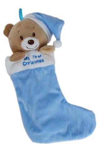 MERRY CHRISTMAS STOCKING - BLUE 30CM
