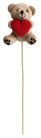 BROWN BEAR W HEART ON A STICK 10CM
