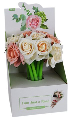 SILCONE ROSE PASTEL PINKS - 16PC DISPLAY