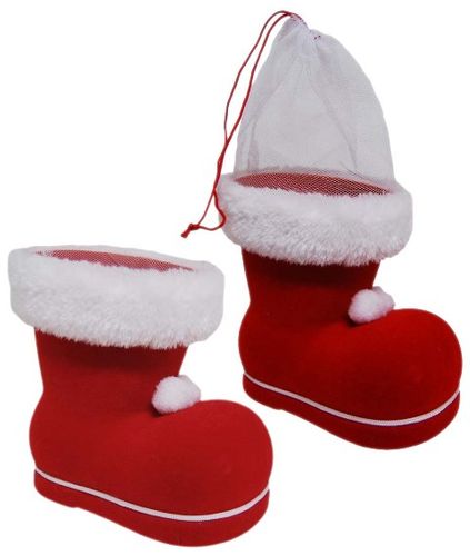 CHRISTMAS BOOT RED FLOCKED