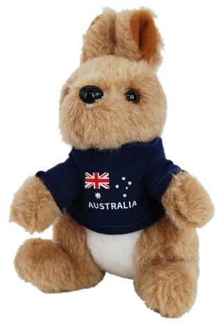 SITTING KANGAROO W/ AUSTRALIA SHIRT 14CM