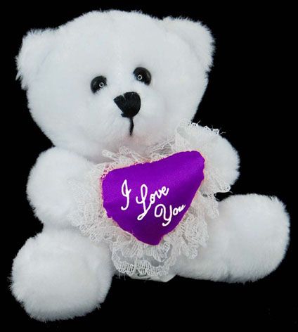 BEAR W PURPLE HEART 10CM - NO SWING TAG
