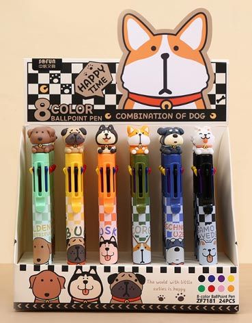 PEN 8 COLOUR DOG  - 24PC DISPLAY
