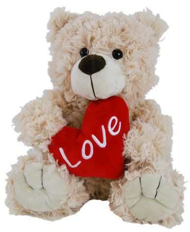 BEAR TILLY W RED HEART BEIGE 24CM