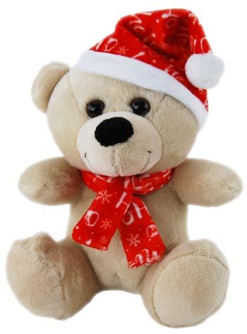 CHRISTMAS BEAR HO HO HO HAT 15CM -