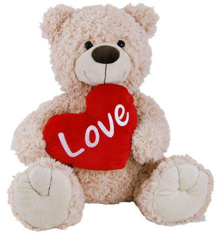 BEAR TILLY WITH RED HEART BEIGE 50CM