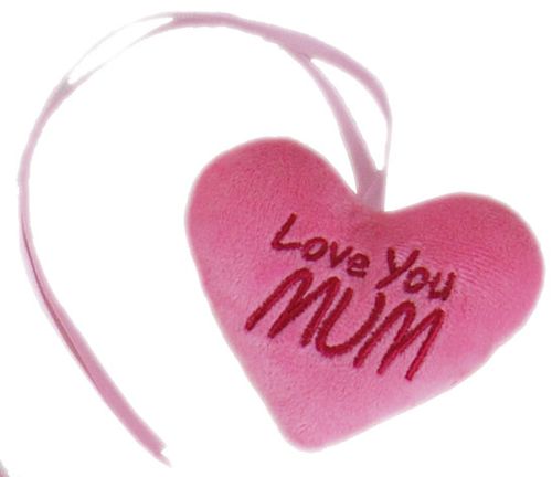 PINK MUM HEART WITH RIBBON 8CM