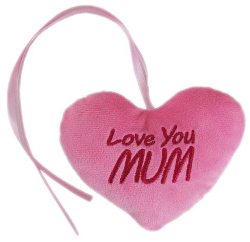 PINK MUM HEART WITH RIBBON 12CM