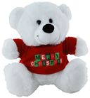 BEAR WHITE MERRY XMAS BLOCK RD SHRT 23CM