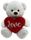 BEAR BELLE W/HEART - WHITE 25CM