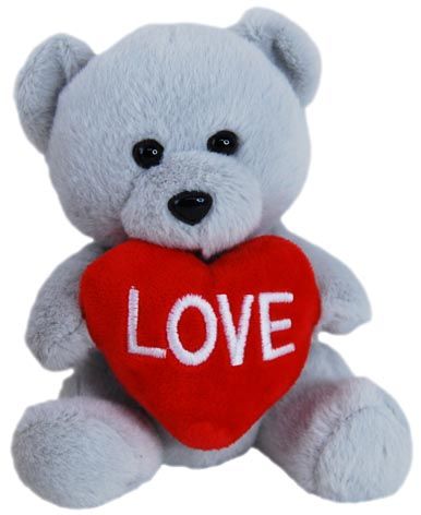 LITTLE BEAR WITH HEART GREY 15CM