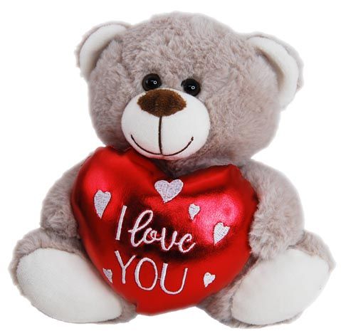 OLLIE BEAR WITH HEART BROWN 20CM
