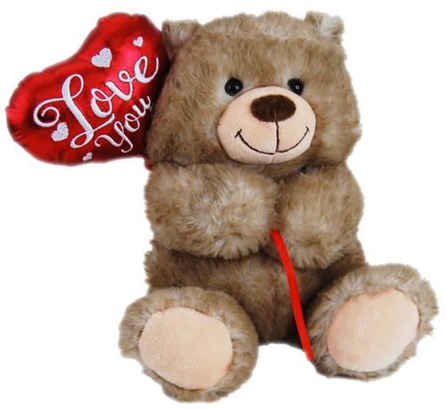 BEAR WITH METALLIC BALLOON 26CM