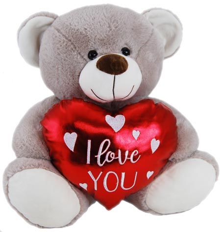 OLLIE BEAR WITH HEART BROWN 41CM