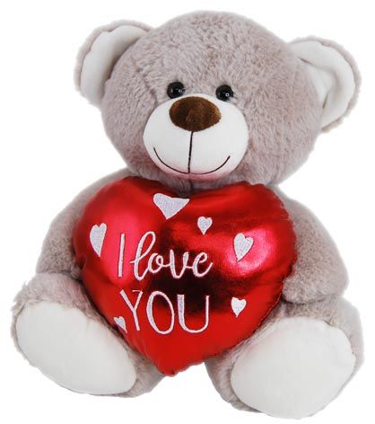 OLLIE BEAR WITH HEART BROWN 30CM