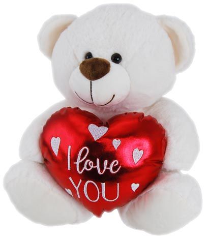 OLLIE BEAR WITH HEART CREAM 30CM