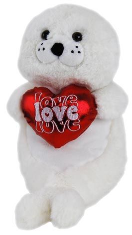 WHITE SEAL WITH HEART 26CM