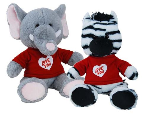 CHUBBS VALENTINE ELEPHANT OR ZEBRA 25CM